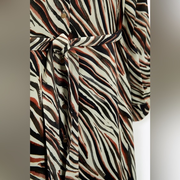 Zara Animal Print Shirt Dress Small - Picture 10 of 11